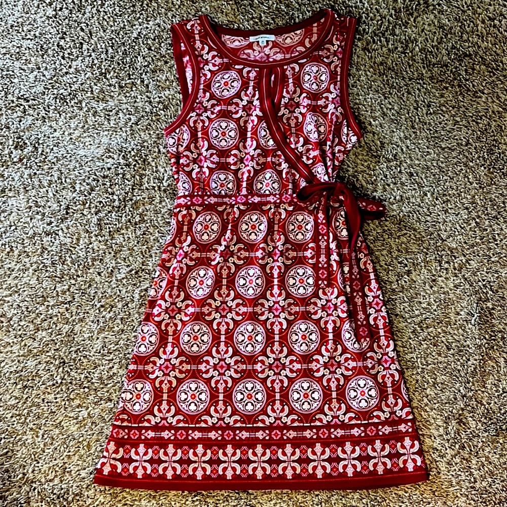 Red patterned dress